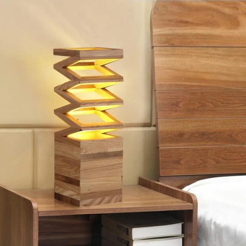 Nachttischlampe Holz Wooden